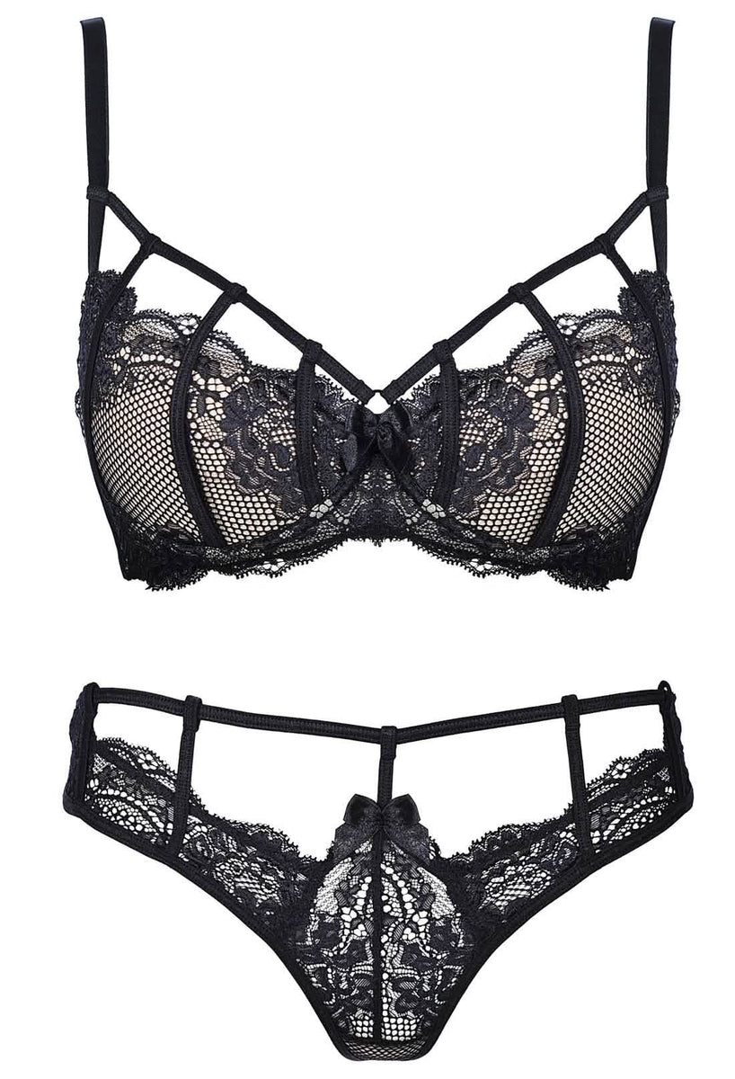 Black Lace European Bra & Panty Set – Lingerie Seduction