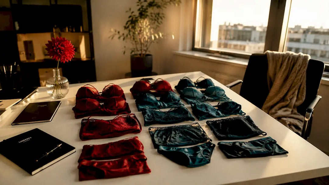 Organized lingerie edit collection on dresser