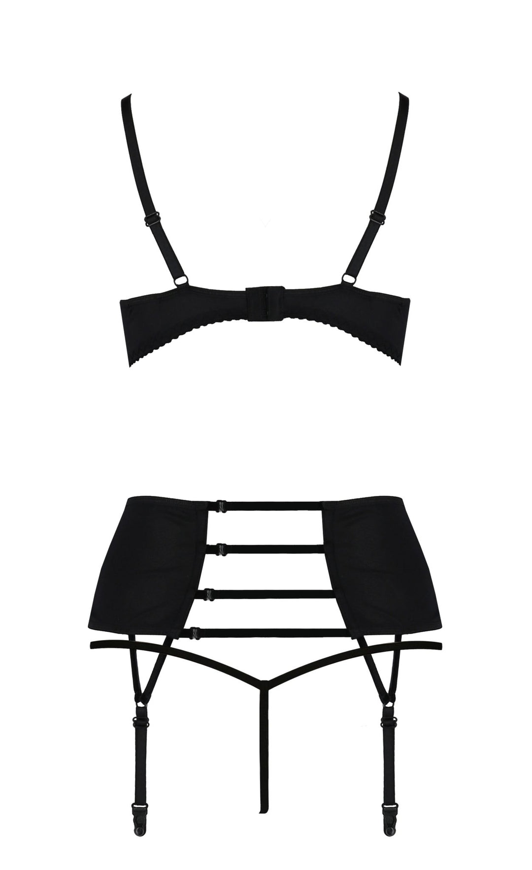 sexy black bra and suspender belt set