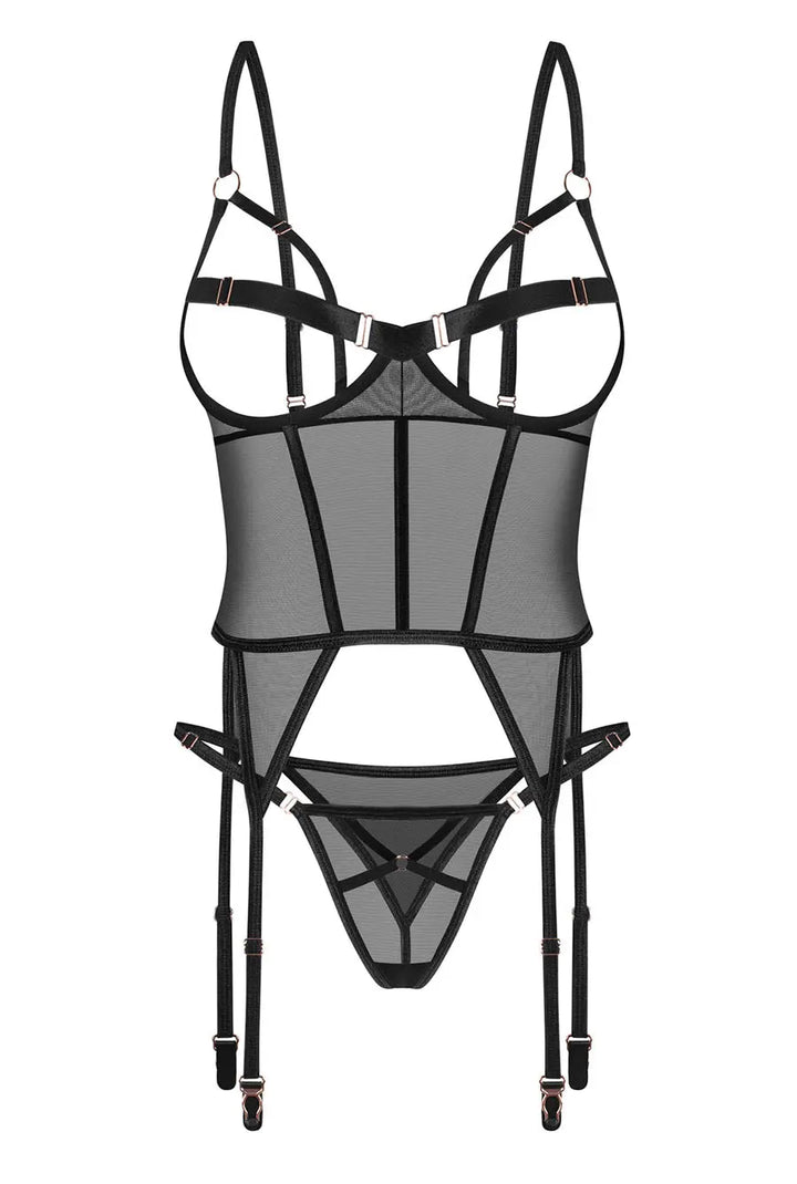 cupless black corset