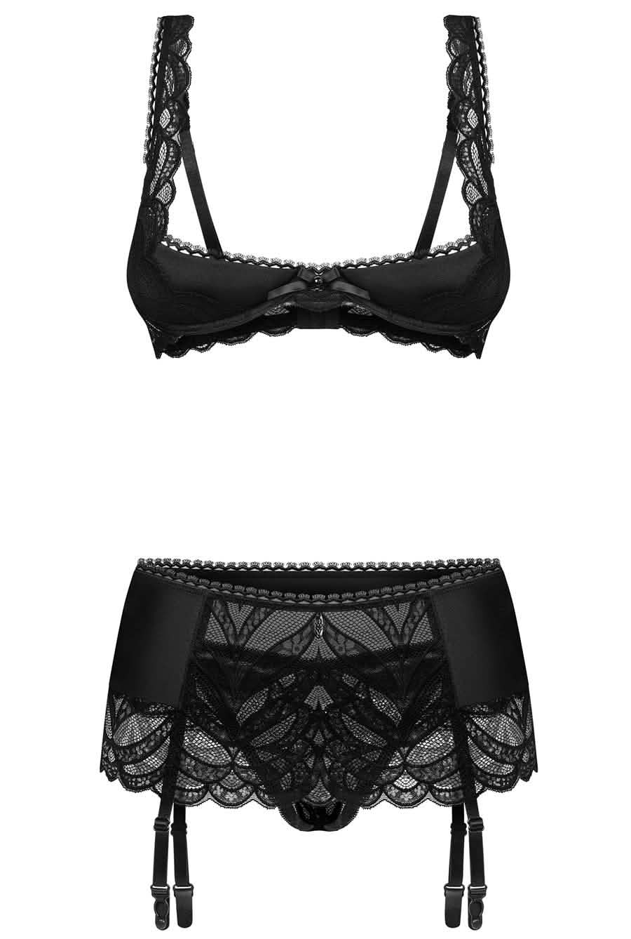black crotchless lingerie set