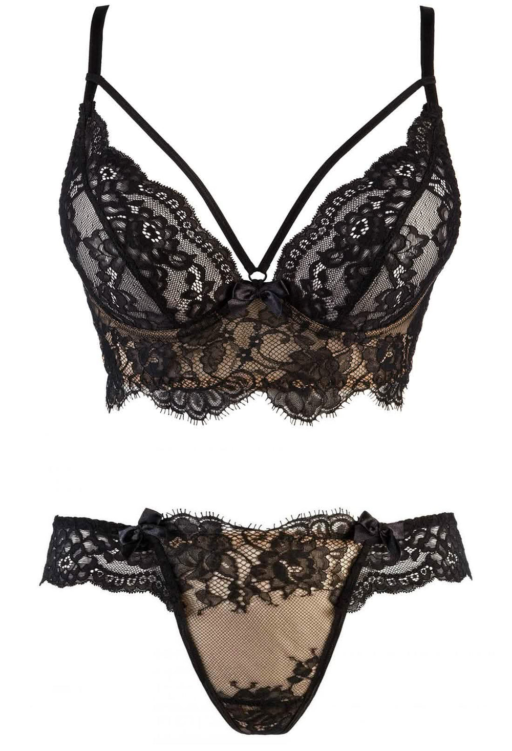 black lace long bra top