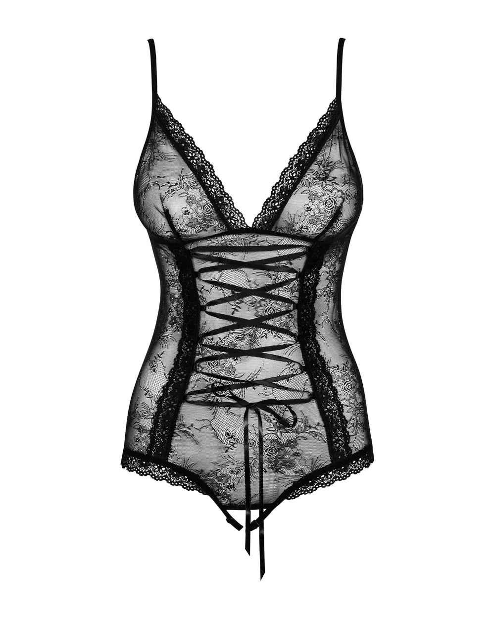 ladies black crotchless teddy