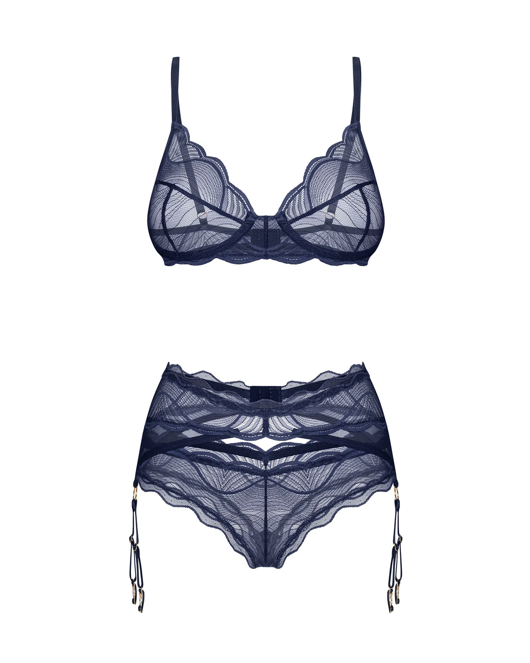 blue lace bra set