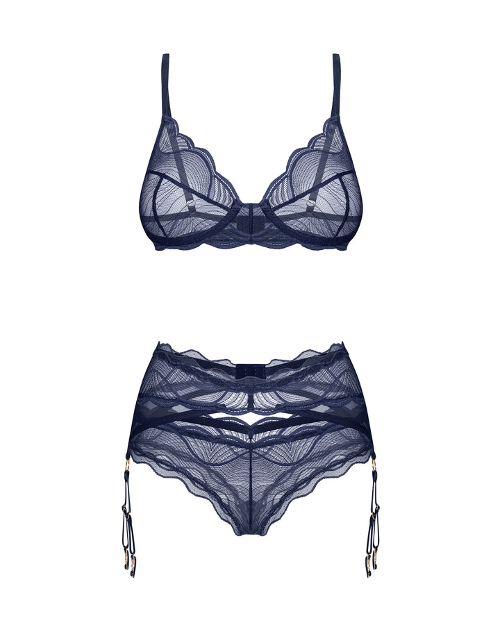 blue lace bra set