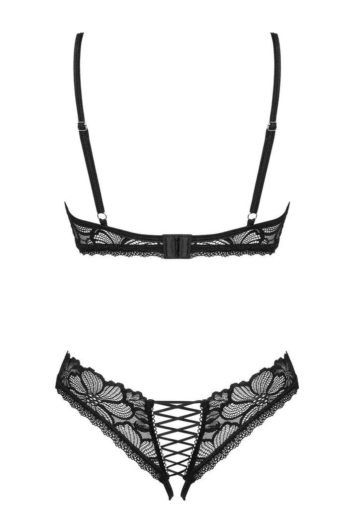crotchless black lingerie set