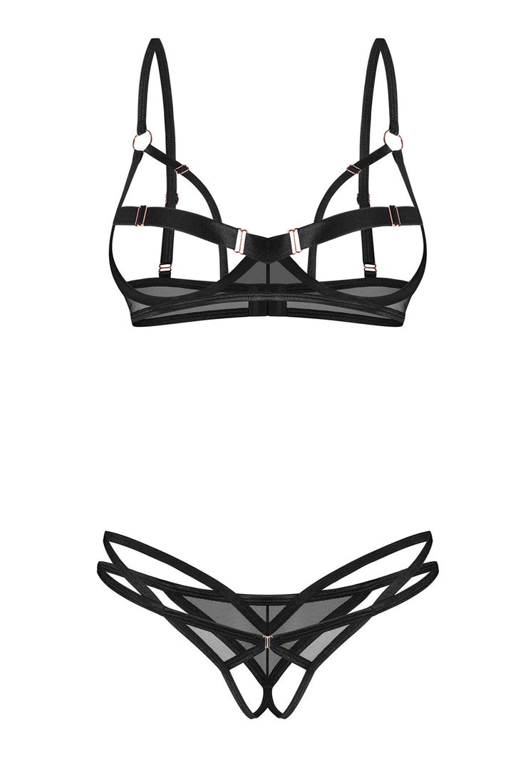 open cup bra and crotchless panties