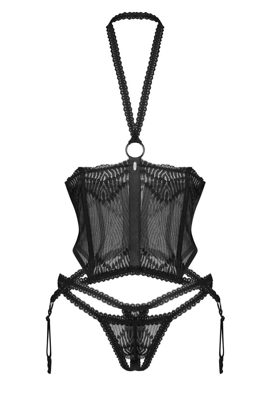 crotchless black corset