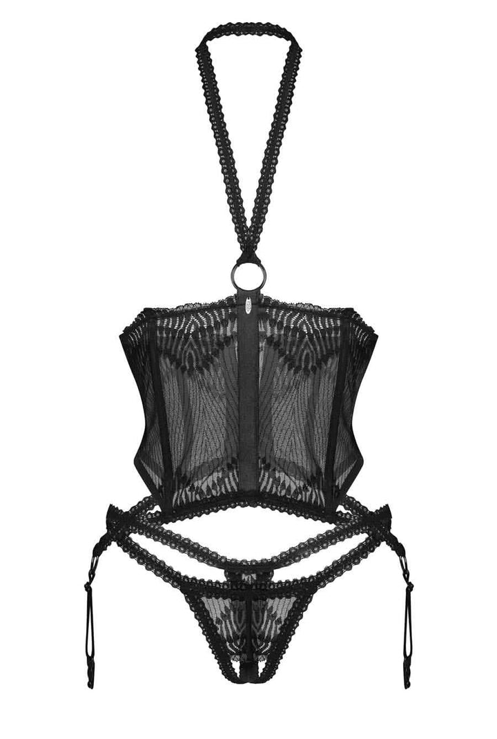 crotchless black corset