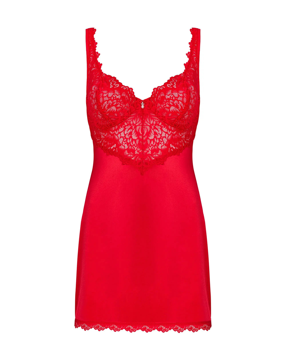 Luxe Red Lace & Satin Babydoll Set Lingerie Seduction
