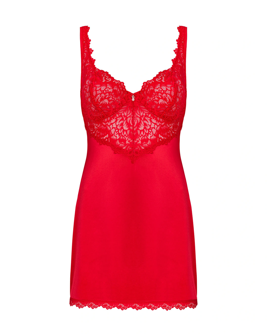 Luxe Red Lace & Satin Babydoll Set Lingerie Seduction