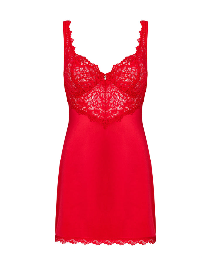 Luxe Red Lace & Satin Babydoll Set Lingerie Seduction