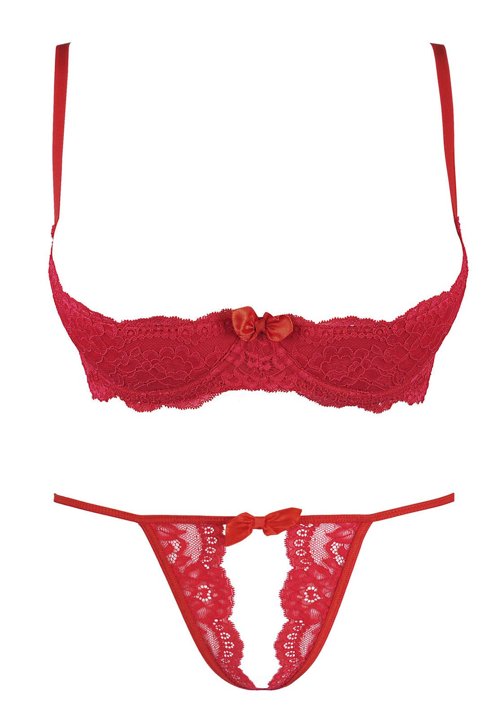 quarter cup lingerie set red