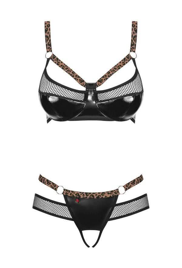 leather animal print lingerie