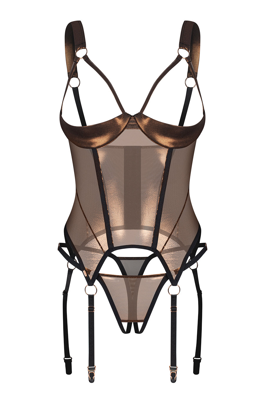 gold cupless corset
