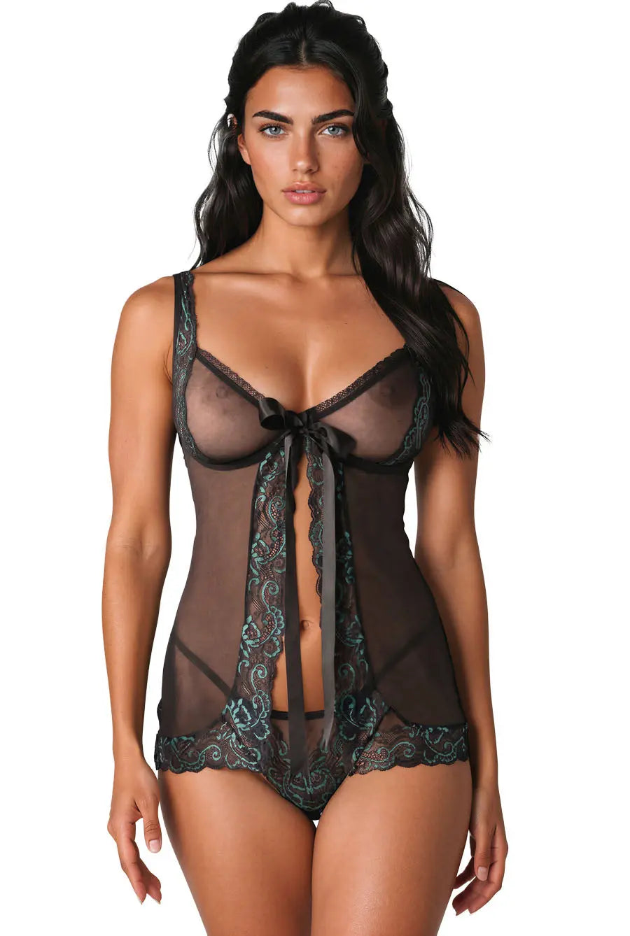 black and green babydoll