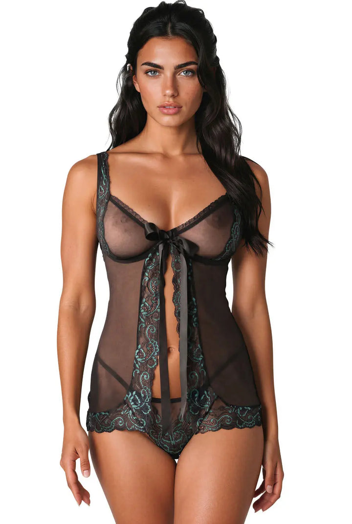 black and green babydoll
