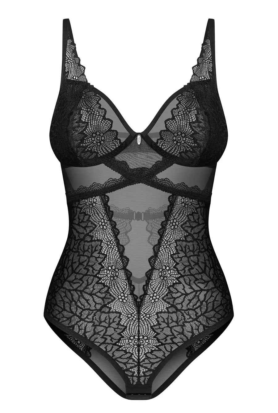 Elegant Black Lace Bodysuit Teddy