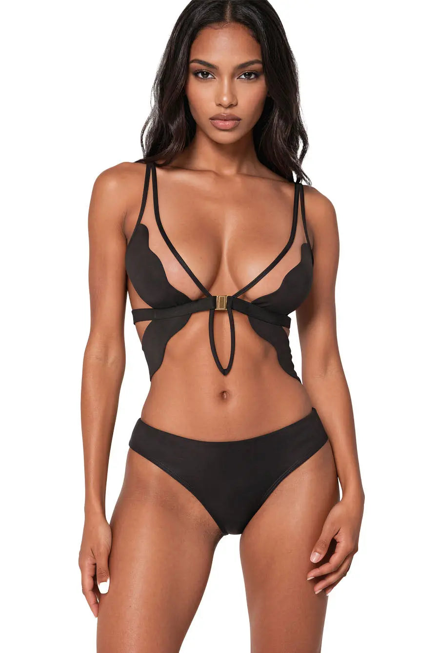 leather adn sheer nude ladies teddy