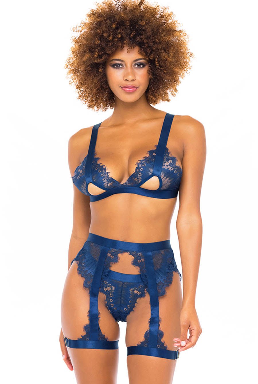 blue lace lingerie set