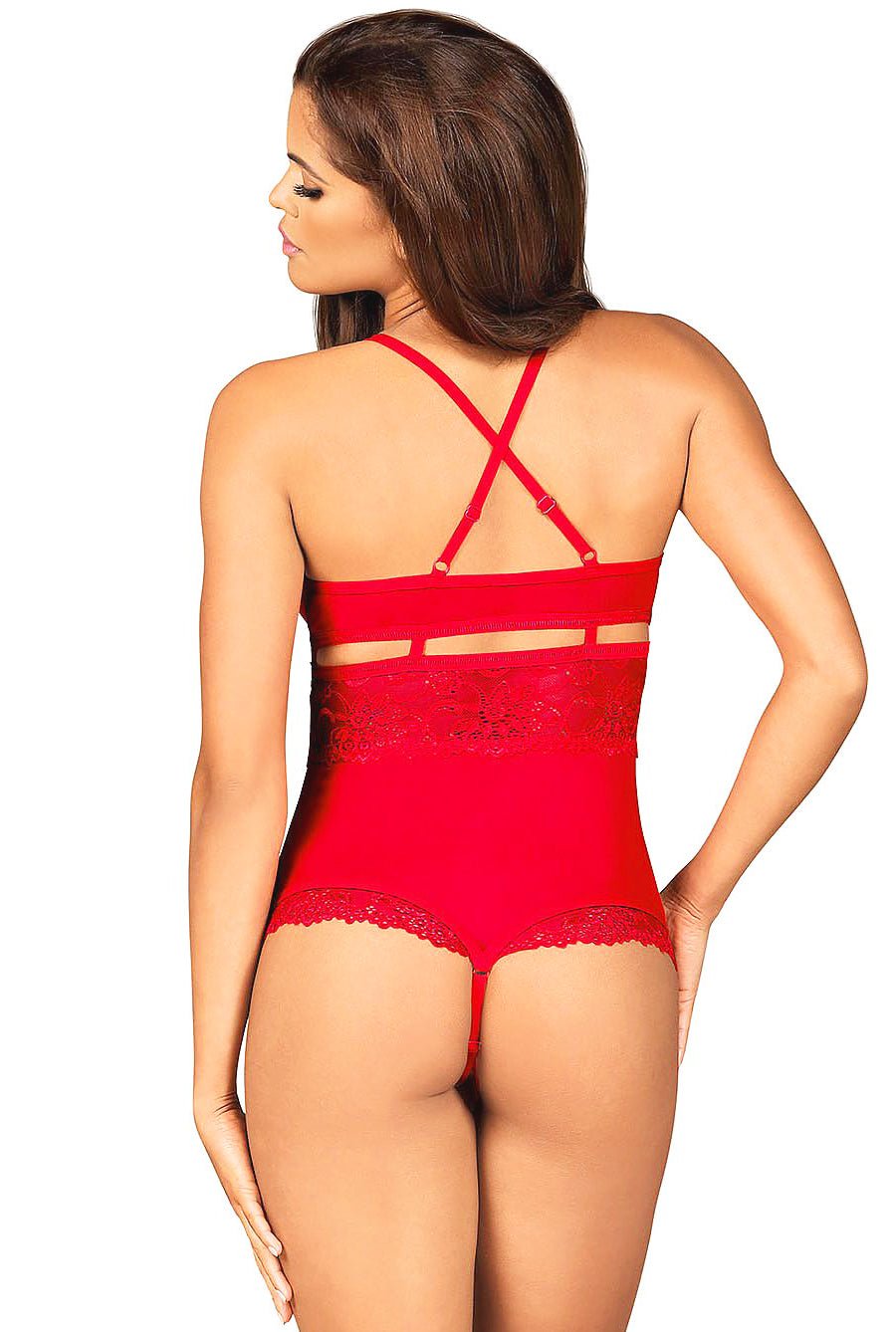 red sheer lace teddy