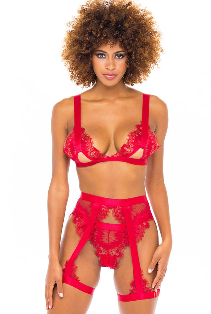 erotic red lingerie set