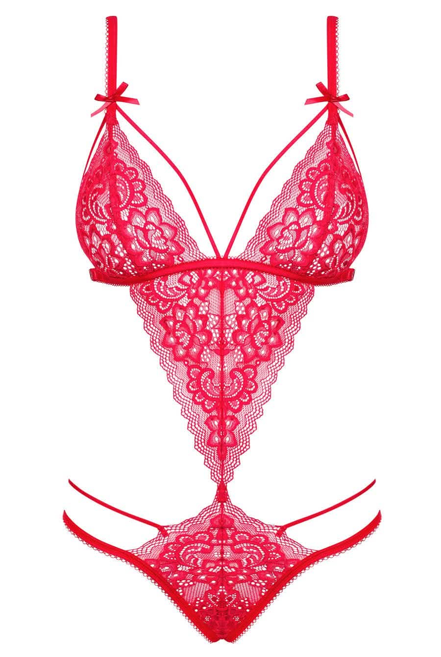 red lace teddy bodysuit