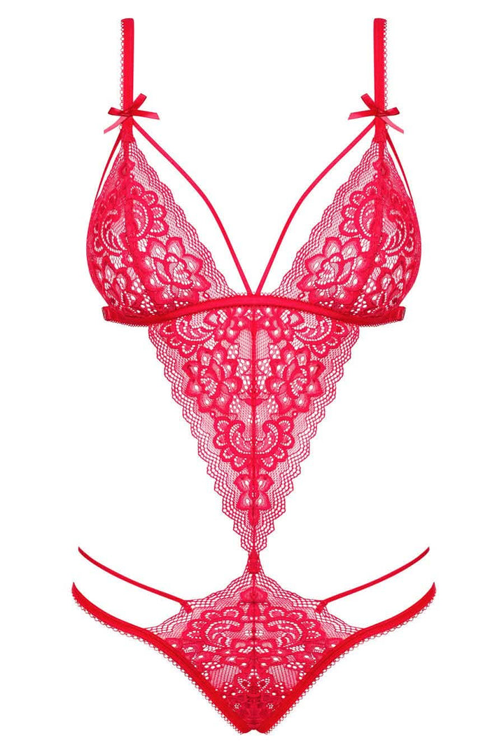 red lace teddy bodysuit
