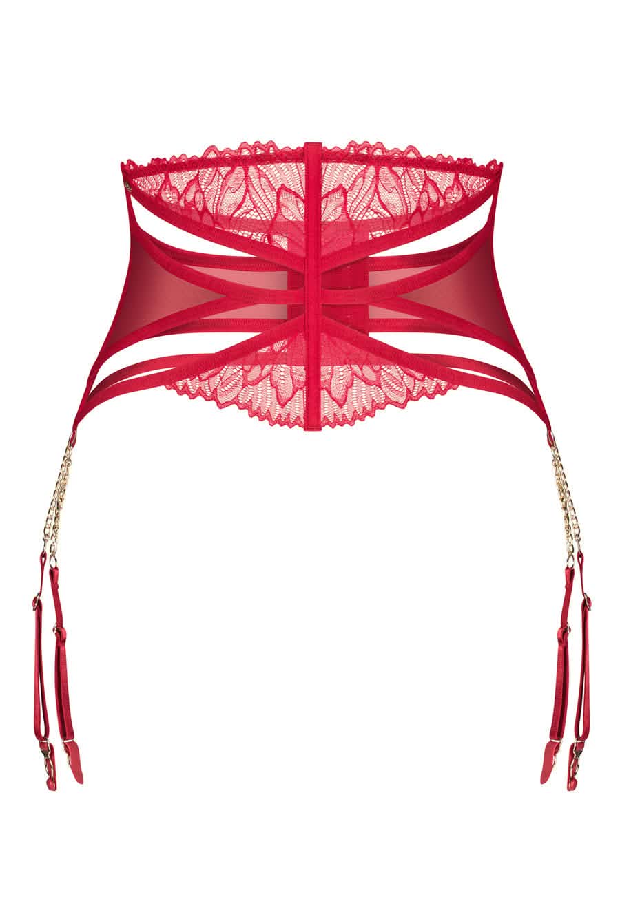 Red Lace Chained Suspender Belt