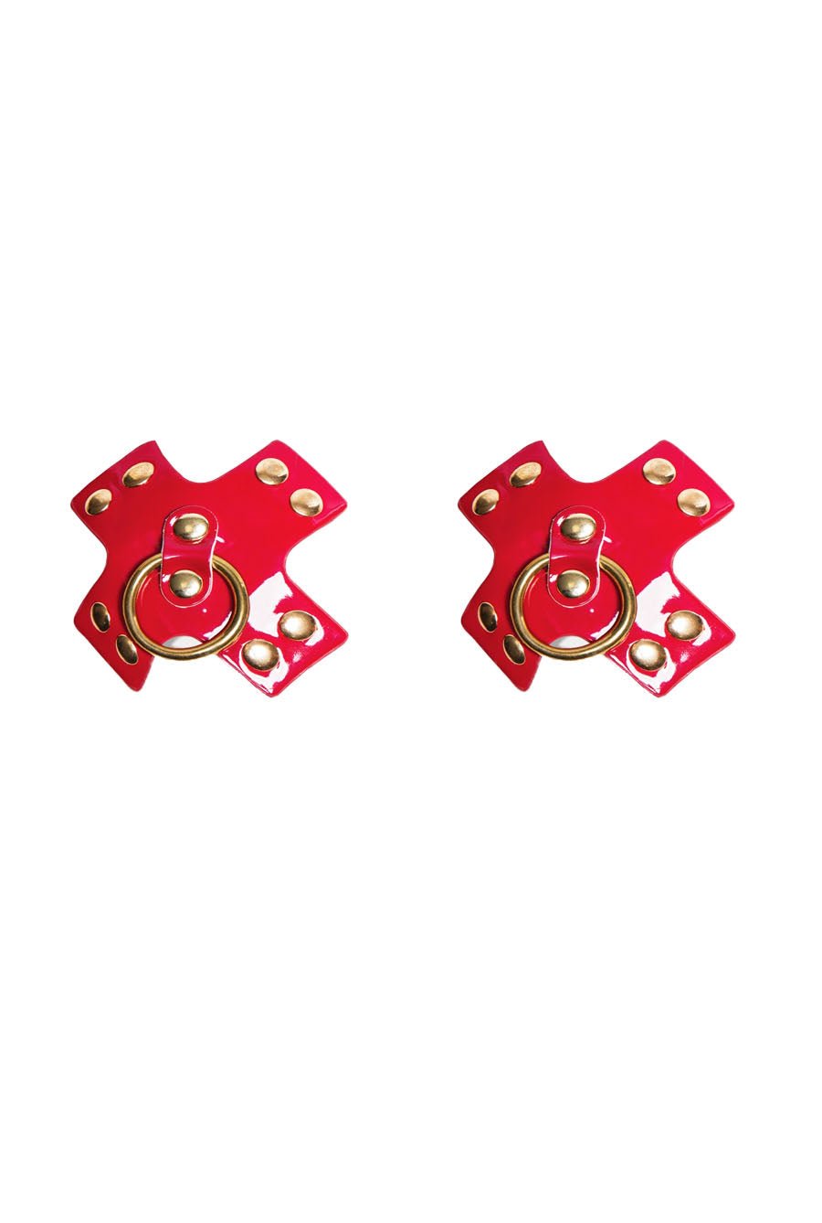 red leather nipple covers