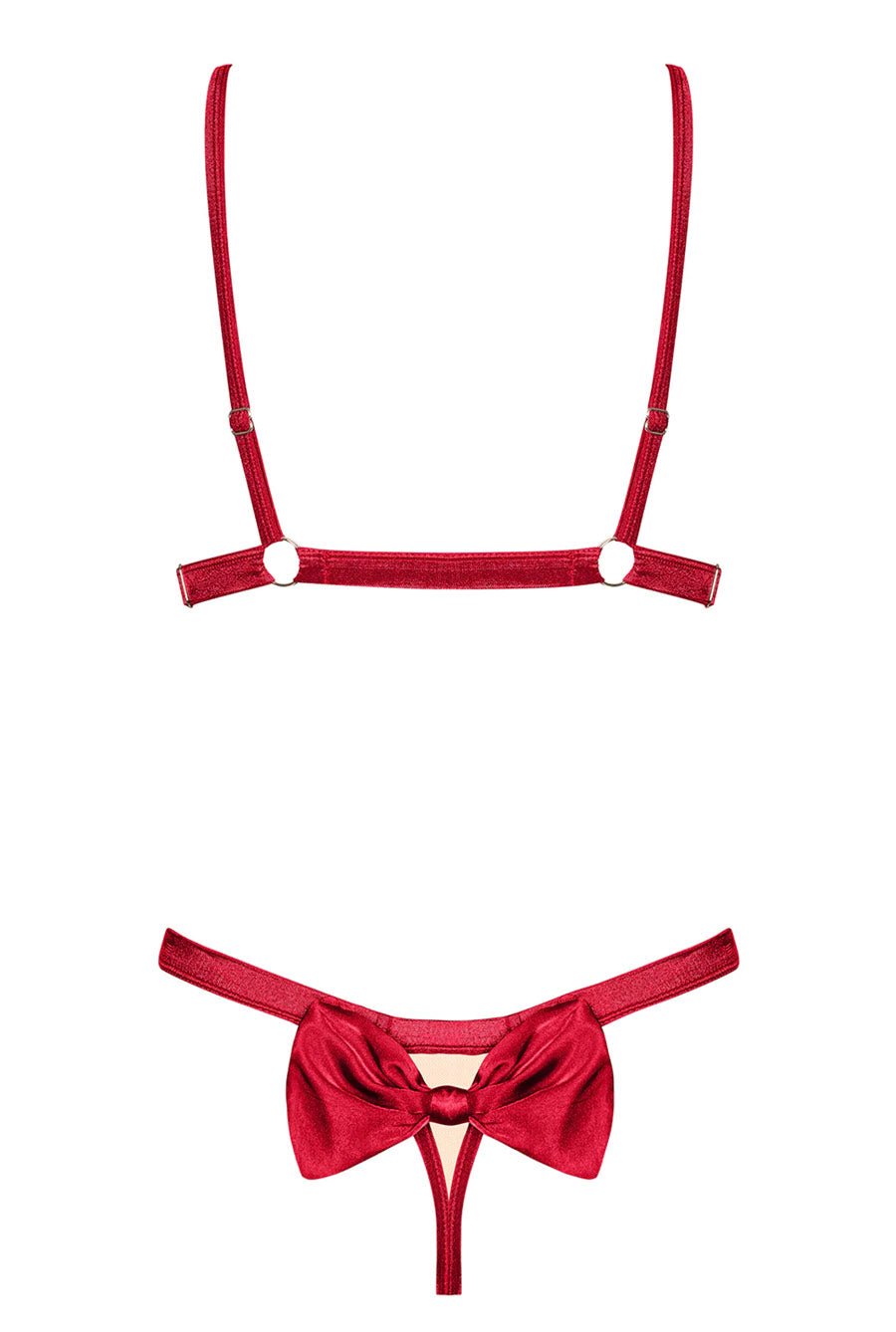 red bow satin lingerie
