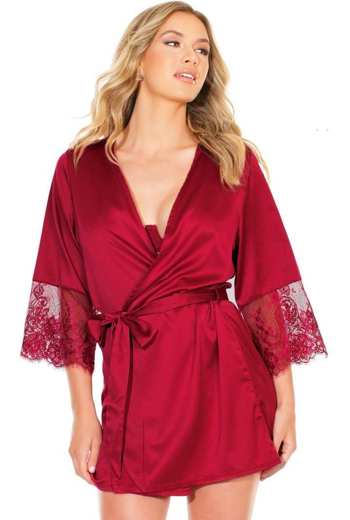 red satin womens robe