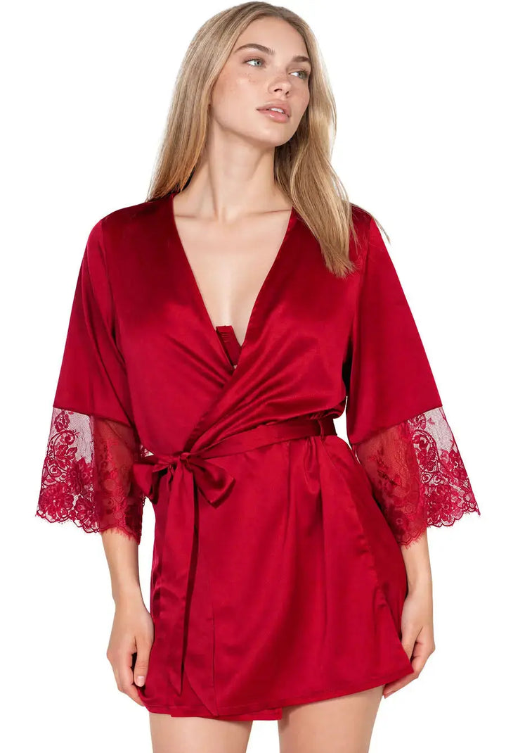 red satin womens robe
