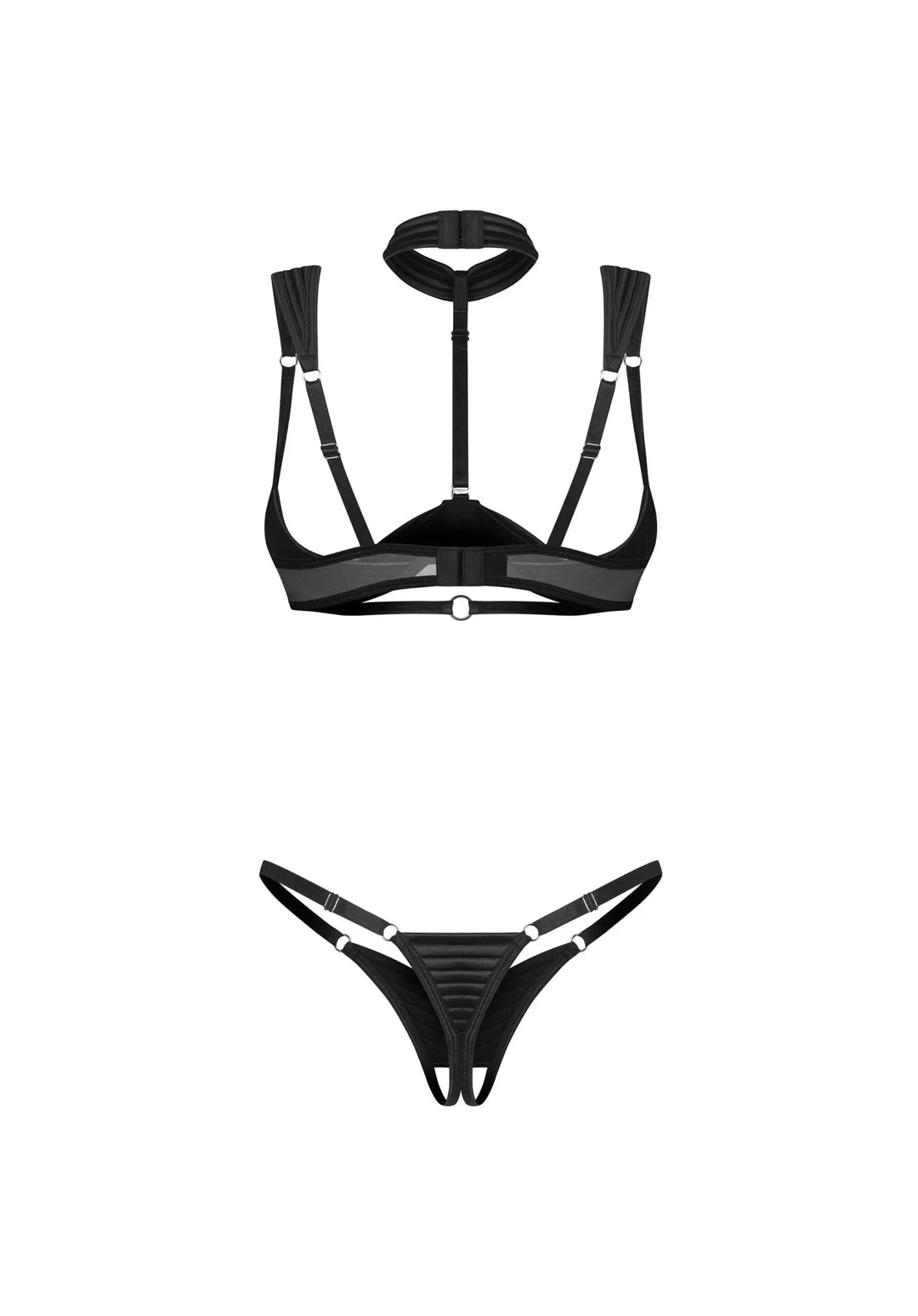 ladies black satin cupless bras