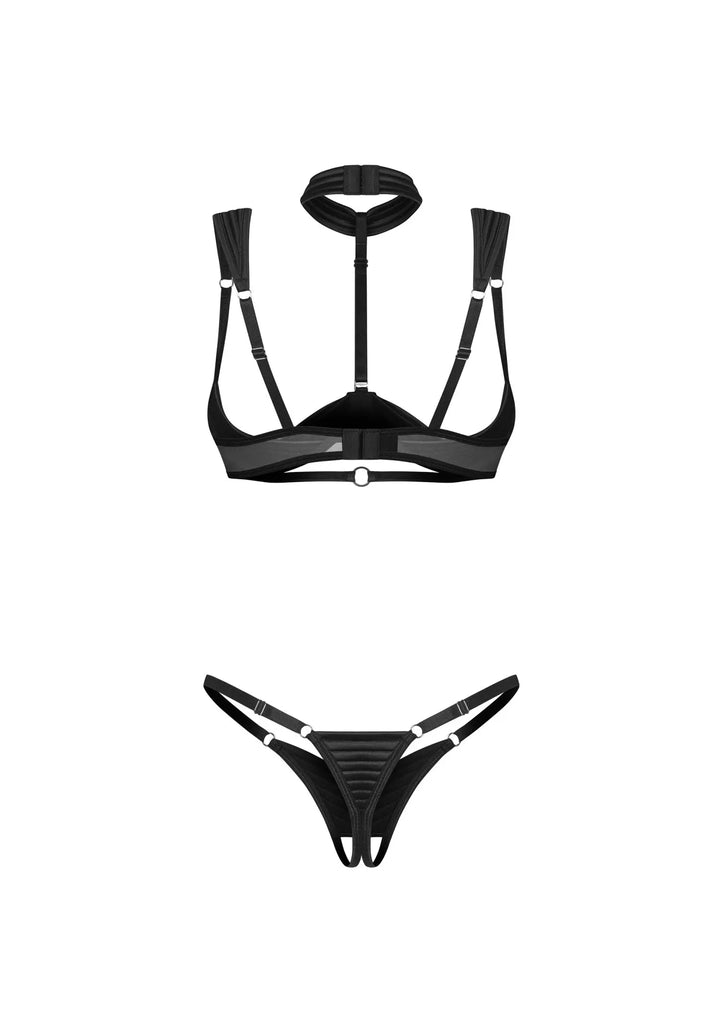 ladies black satin cupless bras