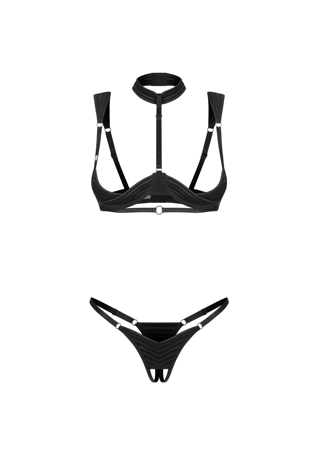 black satin bra set