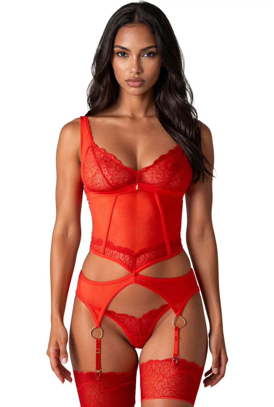 womens red sheer corset