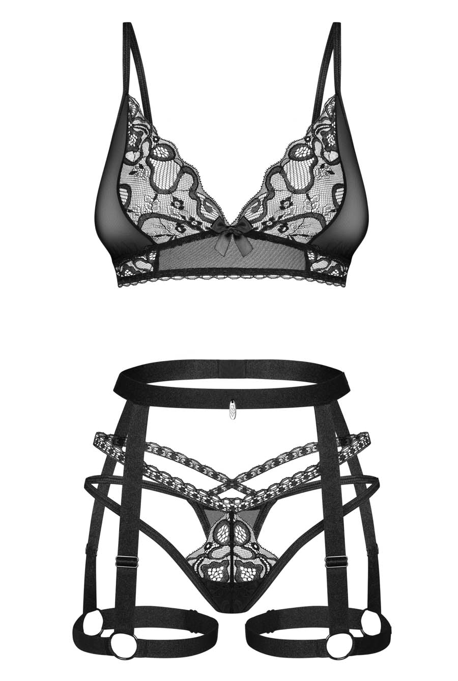 black lace erotic lingerie set