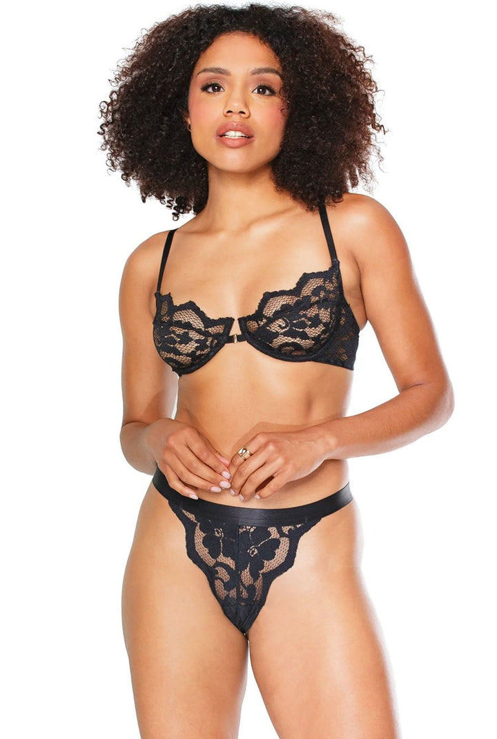 womens black bra set