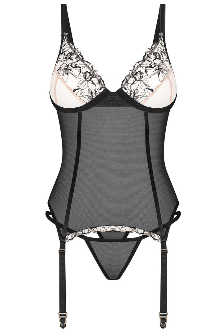 sheer black lace corset