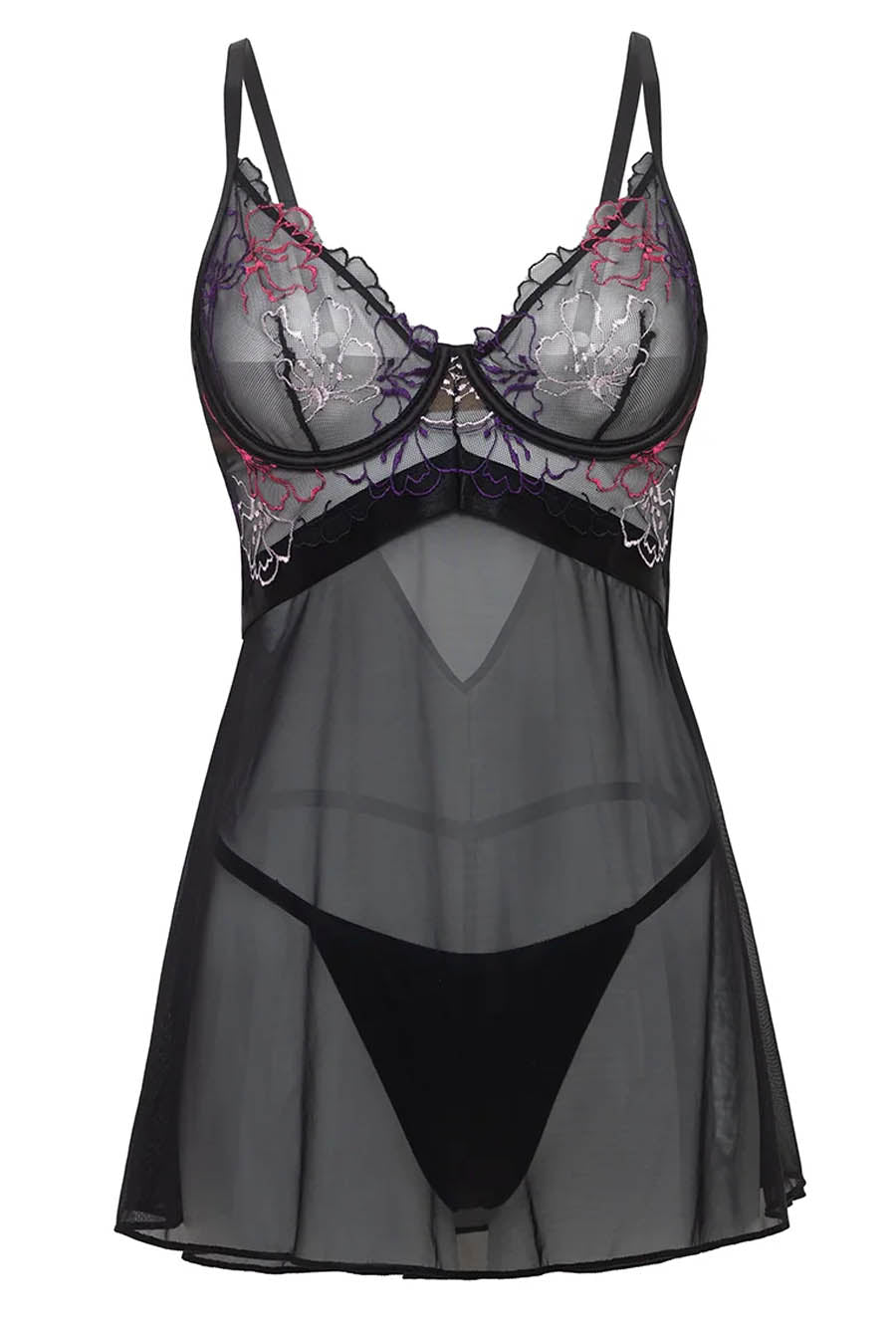 black sheer womens sleepwear