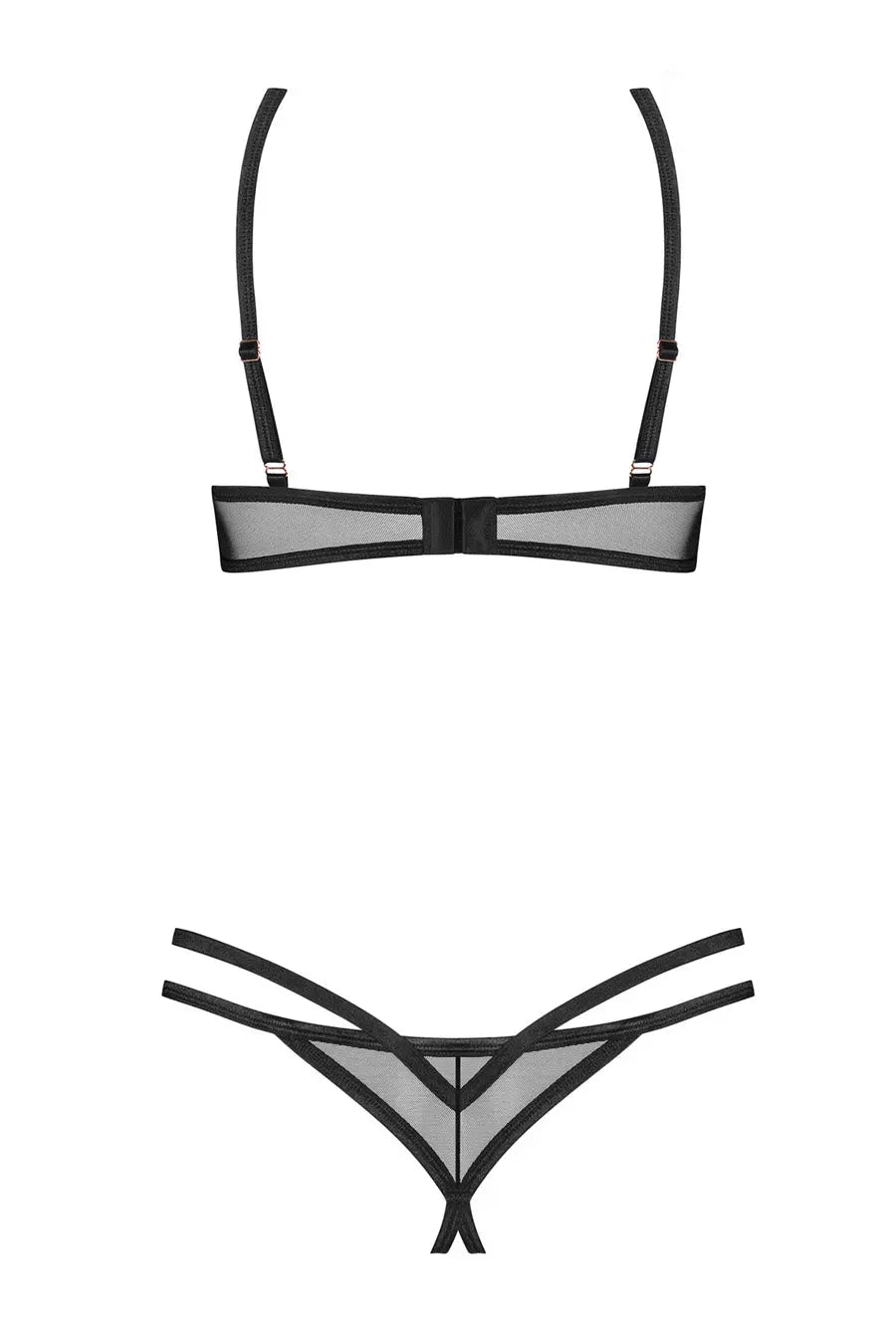 sheer black bra set