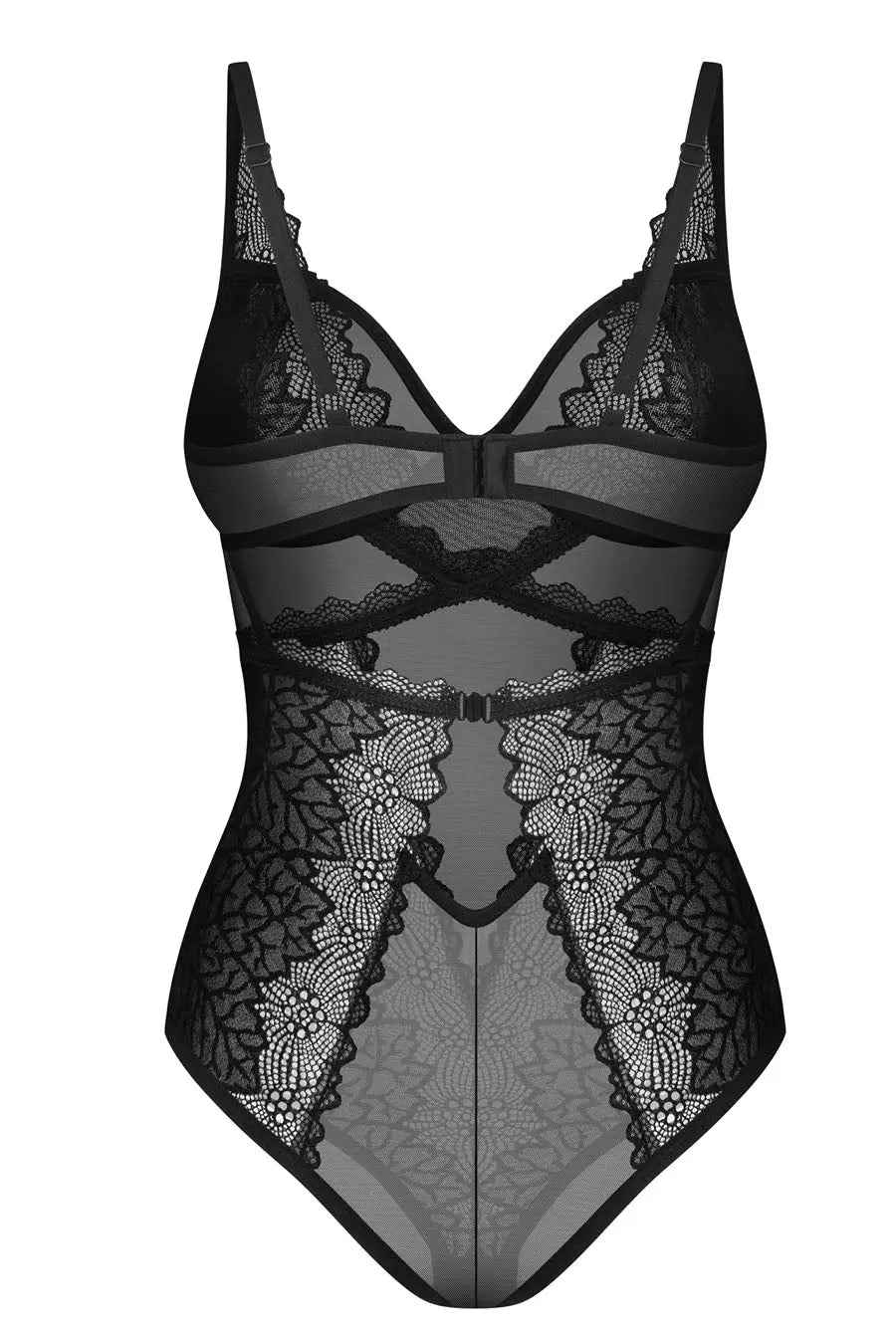 Elegant Black Lace Bodysuit Teddy