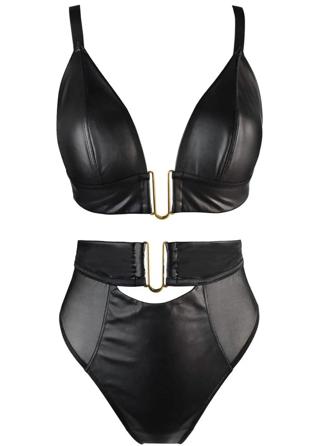 leather womens bra set