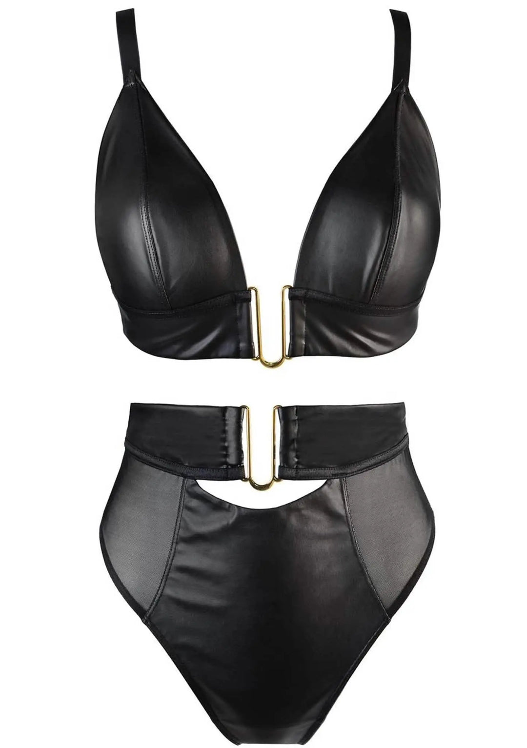 leather womens bra set