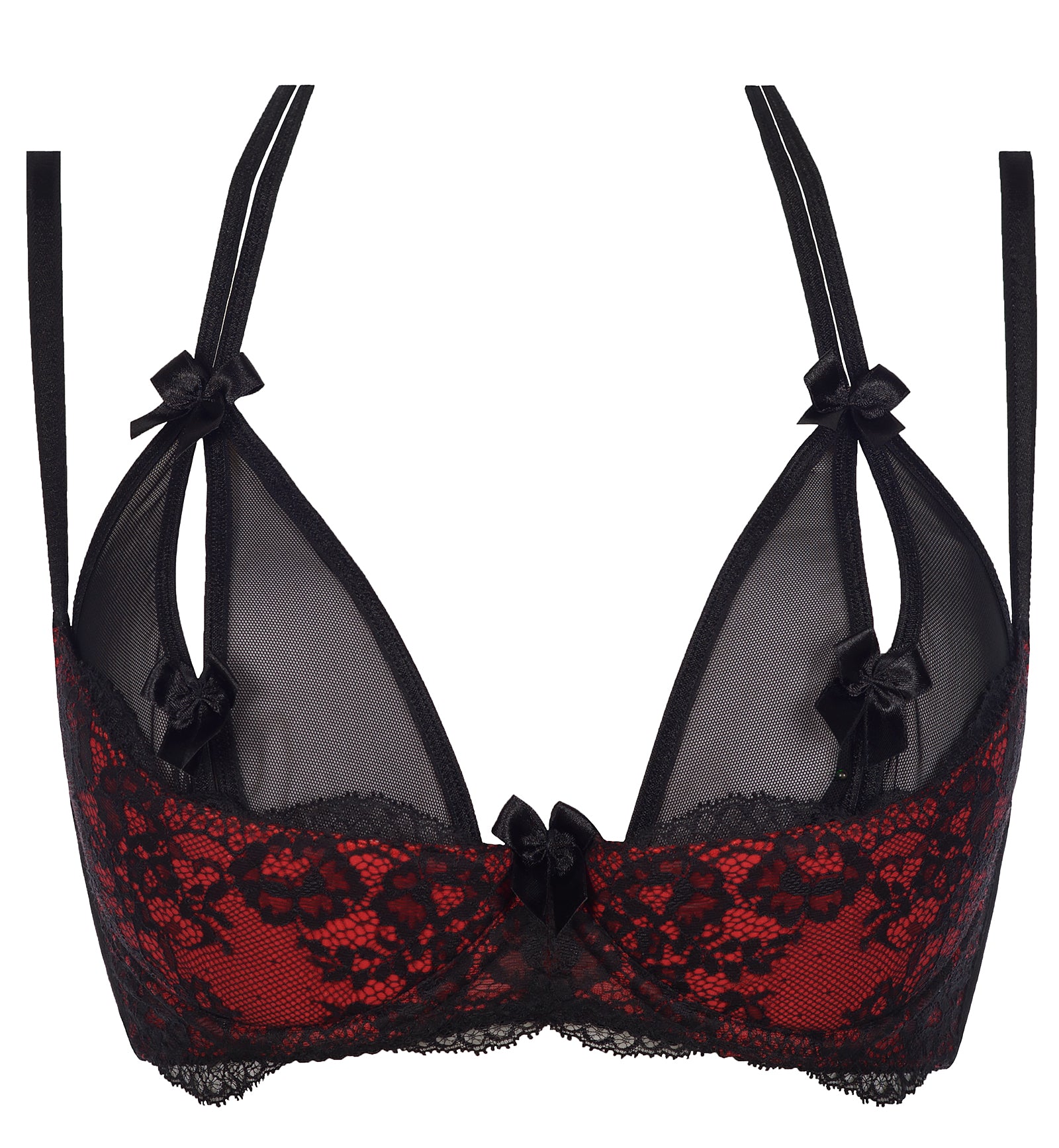Red & Black Lace Peek A Boo Bra & Panty Set – Lingerie Seduction