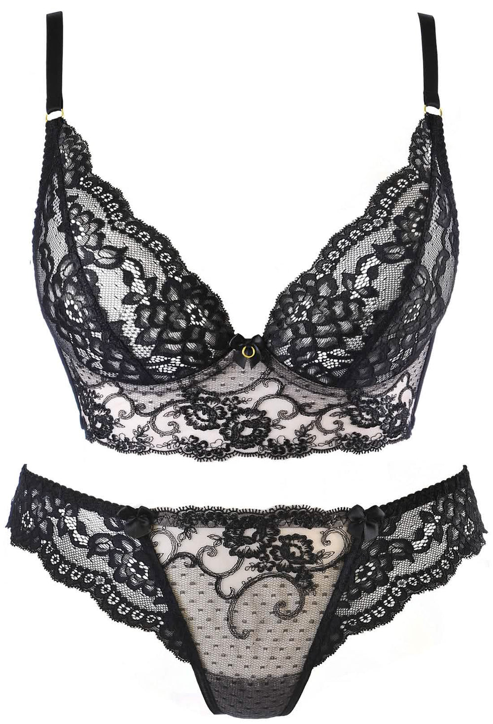 womens black lace bra set