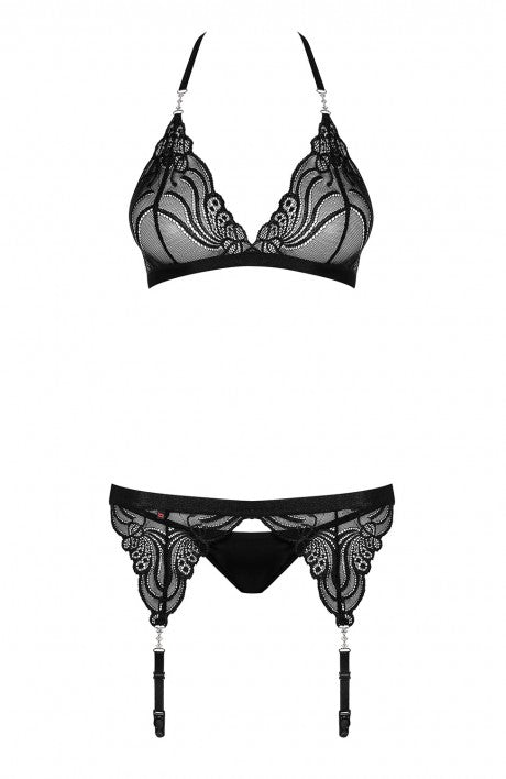 Sexy Luxury Black Lace 3 Piece Bra Set – Lingerie Seduction