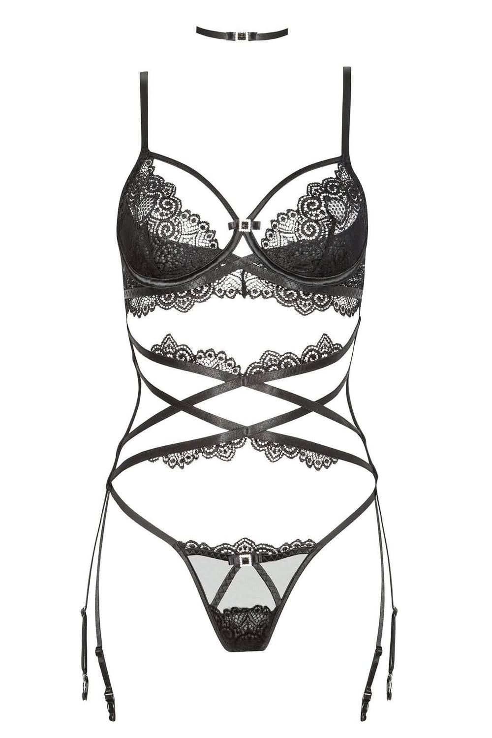 black lace sexy bra set