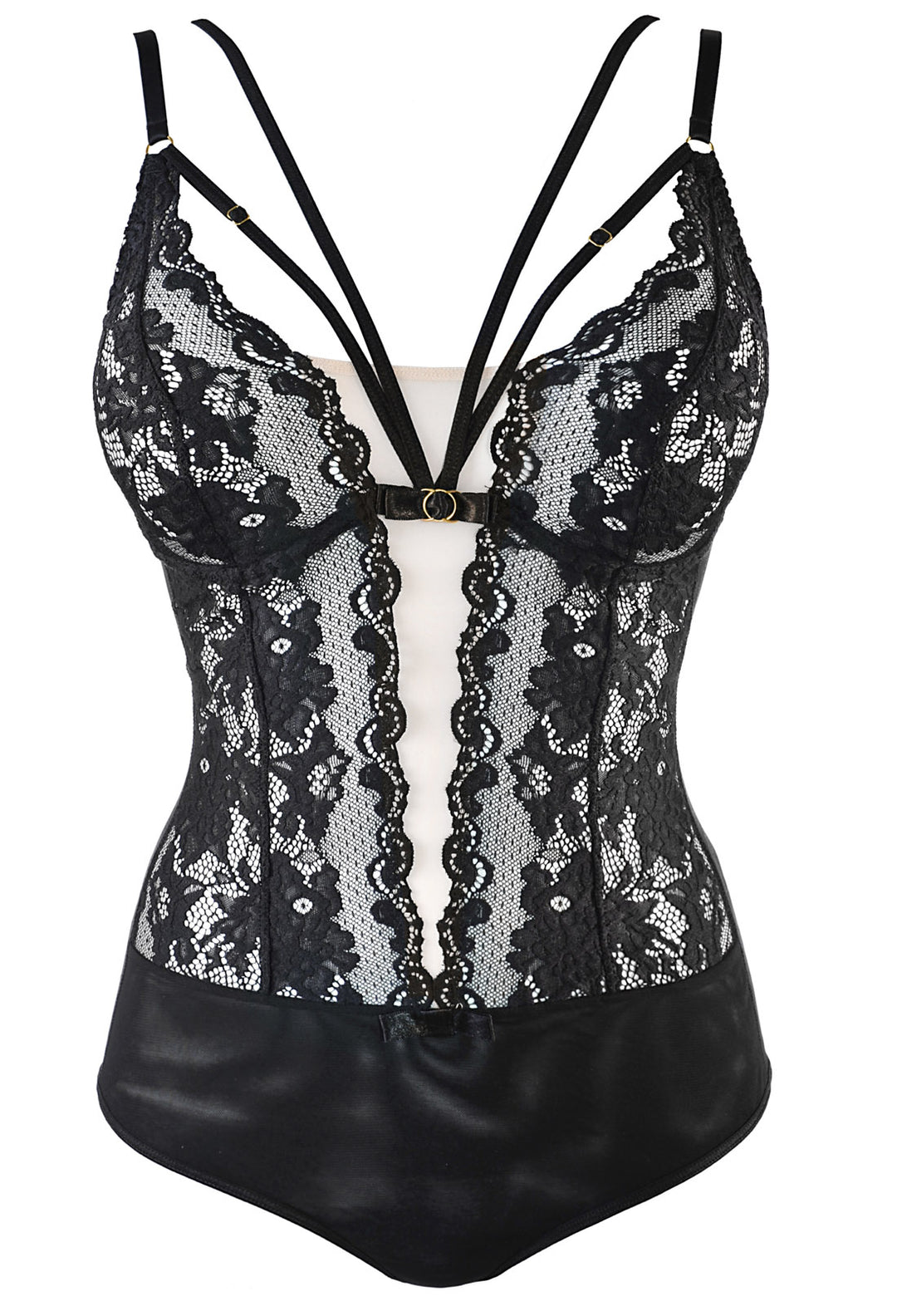 black and nude lace teddy
